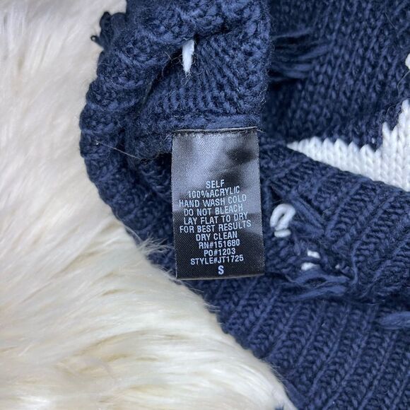 Storia Navy/white distressed star sweater sz small - Picture 7 of 10